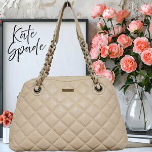Kate Spade Pebble Quilted Light Beige Shoulder Bag